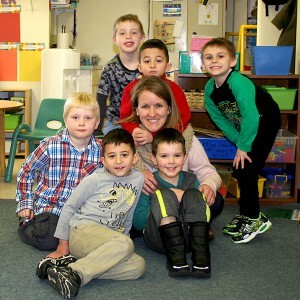 Group shot of a kindergarten class at the Westbay Children's Center.